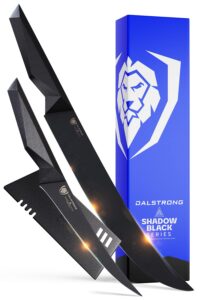 dalstrong shadow black series curved boning knife 6" bundled with butcher & breaking knife 10" - nsf certified