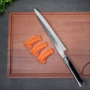 CHUYIREN Sushi Knife Sashimi Knife- 9.5 inch and 10.6 inch Stainless Steel Handle And Wenge Wood Handle