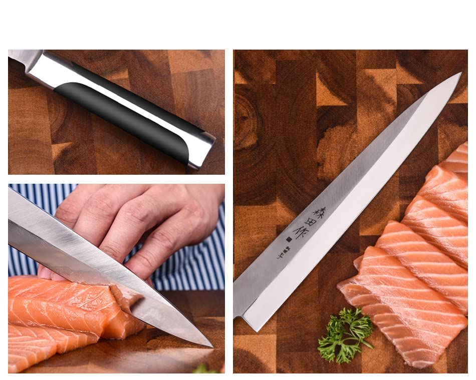 CHUYIREN Sushi Knife Sashimi Knife- 9.5 inch and 12 inch, Stainless Steel Handle And Wenge Wood Handle
