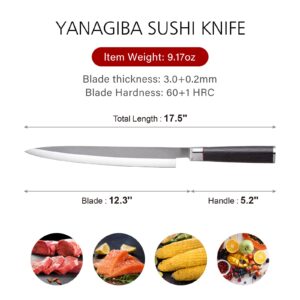 CHUYIREN Sushi Knife Sashimi Knife- 9.5 inch and 12inch, Wooden Handle And Wenge Wood Handle
