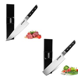 kitory chef knife 8 inch + nakiri knife 6.5 inch -forged german high carbon steel - ergonomic pakkawood handle-gift box - metadrop series