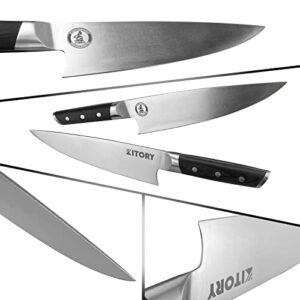 Kitory Chef Knife 8 Inch + Nakiri Knife 6.5 Inch -Forged German High Carbon Steel - Ergonomic Pakkawood Handle-Gift Box - Metadrop Series
