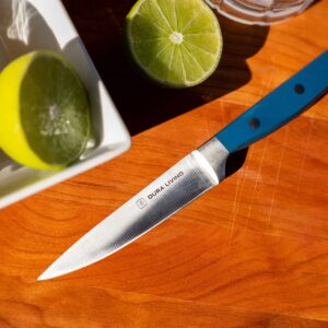 DURA LIVING 3.5 Inch Paring Knife – Essential High Carbon Stainless Steel, Razor-Sharp, Multipurpose Small Kitchen Knife, Ergonomic Handle, Perfect for Precision Tasks, Royal Blue