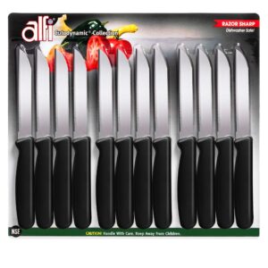 alfi all-purpose knives aerospace precision pointed tip - home and kitchen supplies - serrated steak knives set | made in usa (classic black, 12 pack)