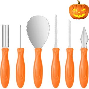 kalafun pumpkin carving kit, pumpkin carving tools halloween heavy duty stainless steel pumpkin carving set 6 pcs