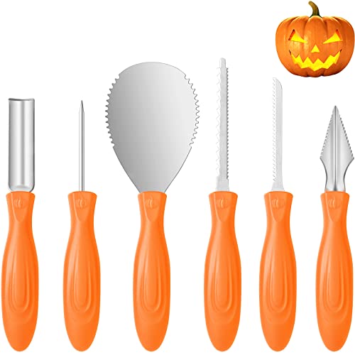 Kalafun Pumpkin Carving Kit, Pumpkin Carving Tools Halloween Heavy Duty Stainless Steel Pumpkin Carving Set 6 pcs