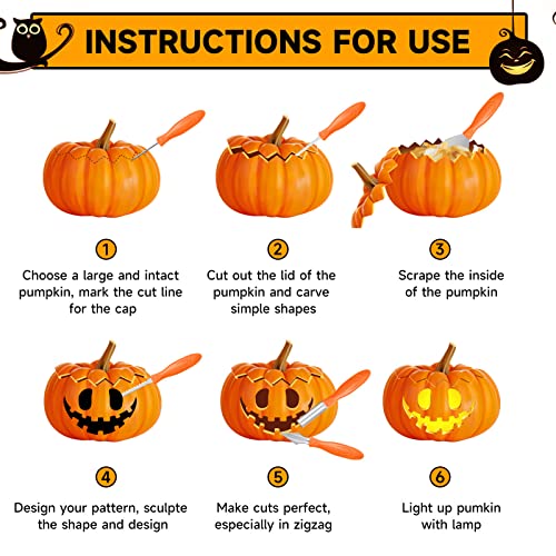 Kalafun Pumpkin Carving Kit, Pumpkin Carving Tools Halloween Heavy Duty Stainless Steel Pumpkin Carving Set 6 pcs