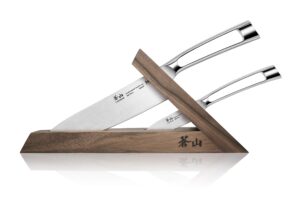 cangshan tn1 series 1021264 swedish 14c28n steel forged 3-piece tai knife block set, walnut
