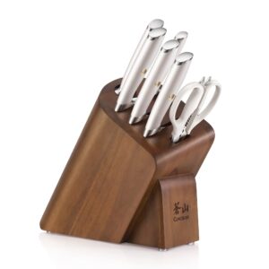 Cangshan L1 Series 1027129 German Steel forged 7-Piece Cleaver Knife Block Set, White