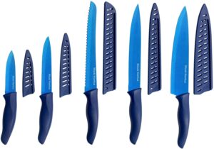 mizuki nianhua knife set,blue kitchen knife chef set, kitchen knife set stainless steel, kitchen knife set dishwasher safe with sheathes