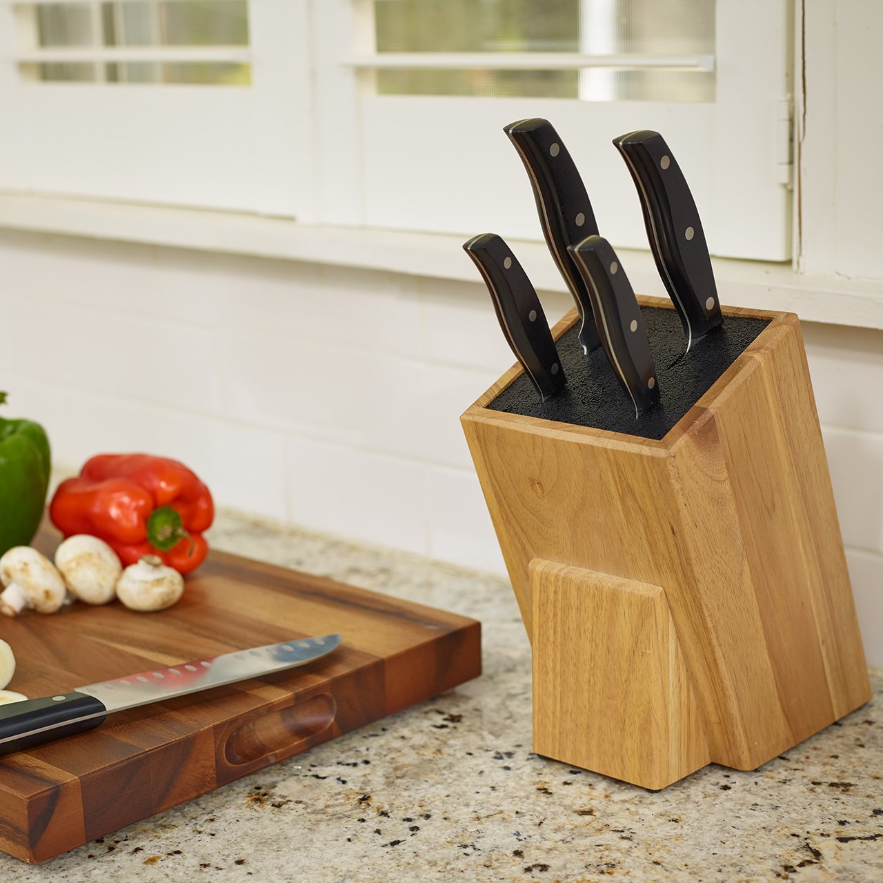 Kapoosh Dice Knife Block, Light Oak Woodgrain