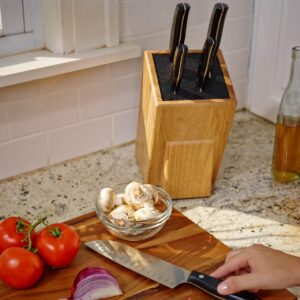 Kapoosh Dice Knife Block, Light Oak Woodgrain