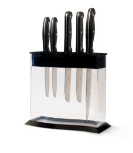 knifedock wave by storage technologies. revolutionary kitchen countertop knife storage. a beautiful way to display and identify each knife at a glance.the next generation knife block.(holds 15 knives)