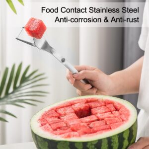 Choxila 2Pcs Watermelon Fork, Watermelon Slicer Cutter, 2-in-1 Fork Stainless Steel Fruit Cutting Artifact for Family Parties Camping