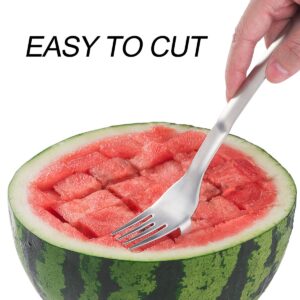 Choxila 2Pcs Watermelon Fork, Watermelon Slicer Cutter, 2-in-1 Fork Stainless Steel Fruit Cutting Artifact for Family Parties Camping