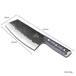 SHI BA ZI ZUO 7.5 Inch High Carbon Steel Vegetable Meat Cleaver Knife with Long-lasting Edge Designed for Cutting Meat Vegetable and Fruit
