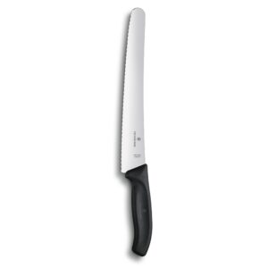 victorinox swiss classic 10.25-inch curved bread knife with serrated edge and black handle