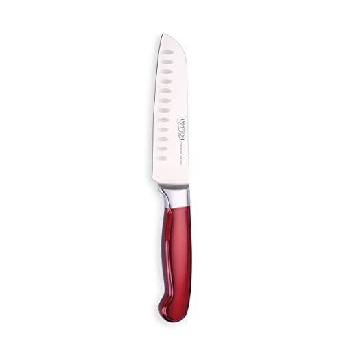 Hampton Forge Red Rorik 7" Santoku Knife/Clear Blade Guard, 0.65 LB