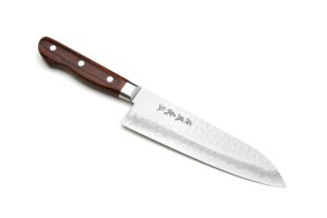 yoshihiro vg-10 16 layer hammered damascus stainless steel santoku chefs knife (7'' (180mm))