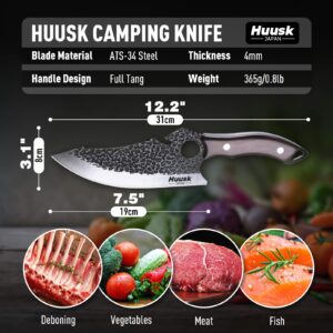 Huusk Forged Meat Cleaver Knife with Sheath Bundle with Hand Forged Deboning Knife with Sheath