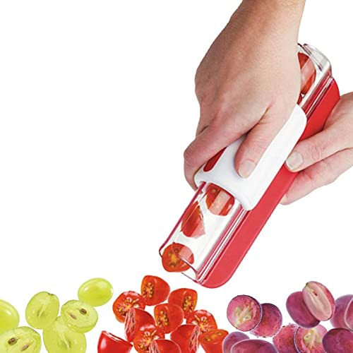 Fruit Slicer Tomato Grape Cherry Slicers Cutter Fruit Vegetable Salad Cutting Kitchen Tools, cherry tomato slicer utensils set, simple and portable (Red)