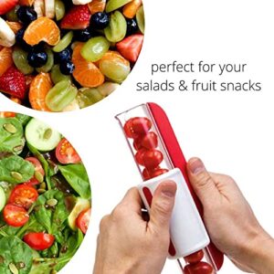 Fruit Slicer Tomato Grape Cherry Slicers Cutter Fruit Vegetable Salad Cutting Kitchen Tools, cherry tomato slicer utensils set, simple and portable (Red)