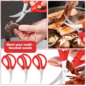 STRAYJO 8Pcs Seafood Scissors,Crab Scissors,Stainless Steel Lobster Scissors,Crawfish Scissors for Seafood Crab Fish Shrimp Lobster (Red)