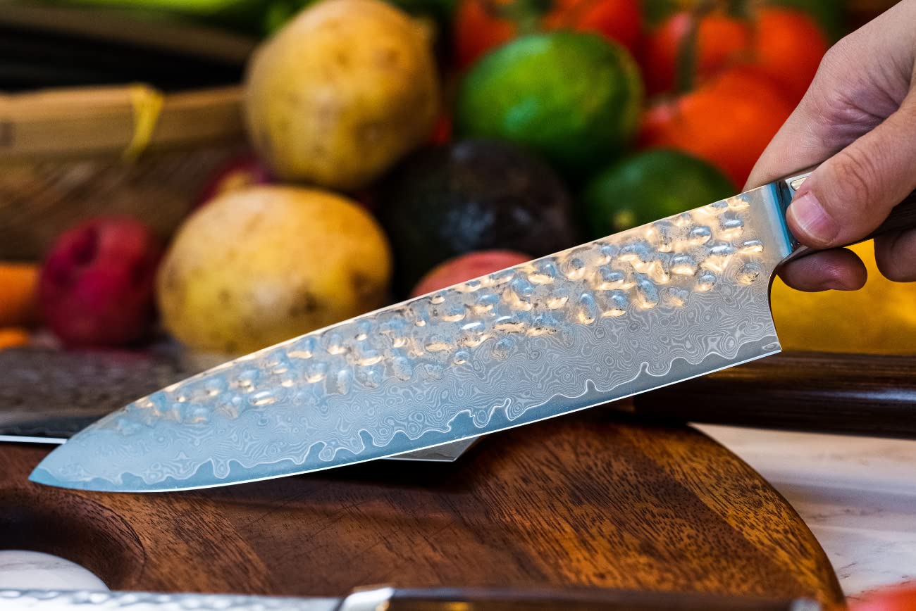 3 Piece Damascus Kitchen Knife Set - including Chef's Knife, Cleaver and Paring Knife