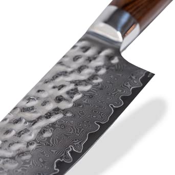 3 Piece Damascus Kitchen Knife Set - including Chef's Knife, Cleaver and Paring Knife