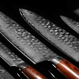 3 Piece Damascus Kitchen Knife Set - including Chef's Knife, Cleaver and Paring Knife