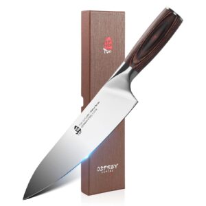 tuo chef knife 8 inch - professional kitchen meat vegetable knife japanese gyuto knives - german high carbon stainless kitchen knife with ergonomic handle for best grip - osprey series with gift box