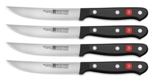 wusthof gourmet four 4-piece german precise laser cut high carbon stainless steel kitchen steak knife set – model 9729