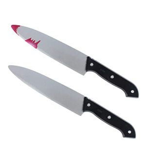 vzqi michael myers knife 2pcs classic halloween blood knife horror butcher knife props