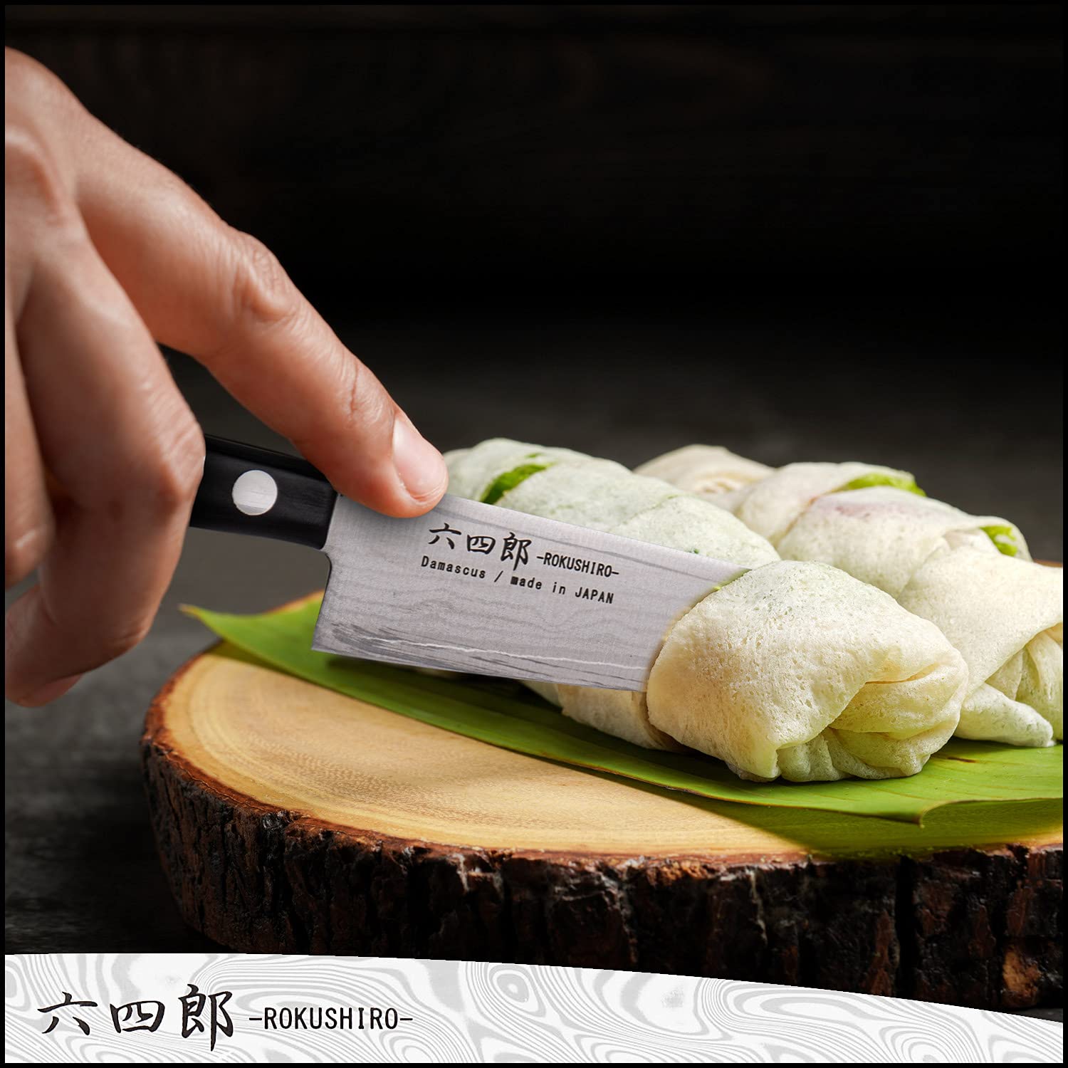 ROKUSHIRO Petty Knife 5.3-Inch (135mm), 37-Layer VG10 Damascus Hammered Kitchen Chef Knife, High Carbon Stainless Steel Forged Blade