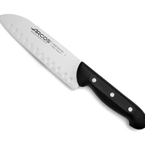 ARCOS Santoku Knife 7 Inch Nitrum Stainless Steel. Japanese Kitchen Knife for Fish, Meat and Vegetables. Ergonomic Polyoxymethylene POM Handle and 170 mm blade. Multi-use. Series Maitre. Color Black