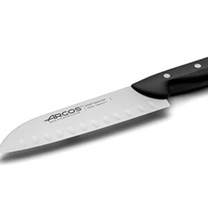 ARCOS Santoku Knife 7 Inch Nitrum Stainless Steel. Japanese Kitchen Knife for Fish, Meat and Vegetables. Ergonomic Polyoxymethylene POM Handle and 170 mm blade. Multi-use. Series Maitre. Color Black