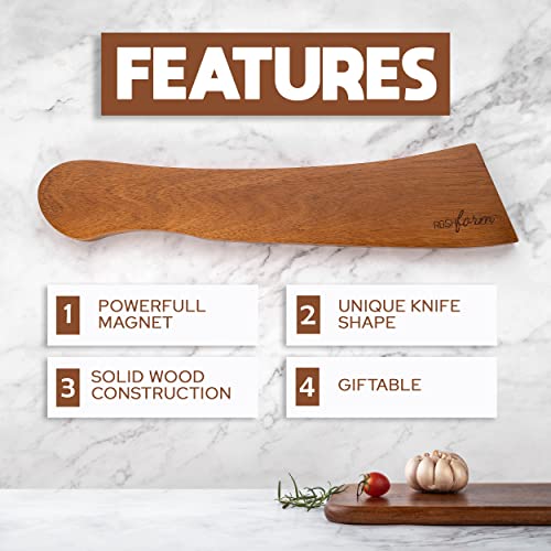 Magnetic knife holder for wall no drill - 16" Wooden knife magnetic strip no drilling option w/adhesive backing & drilling hardware | Magnetic knife strip | kitchen knife organizer rack -Dark Brown