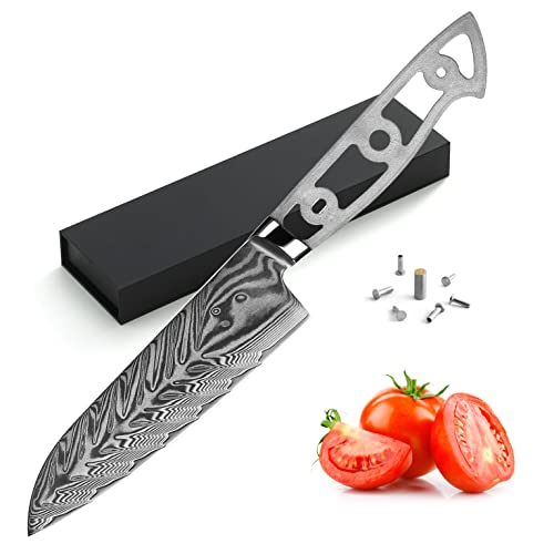 KATSURA Woodworking Project Kit – Santoku Chef Knife Blank – Ultra Wide Blade 40mm – 5.25 Inch – Japanese Premium AUS 10V, 67 Layers Damascus Steel – Storm-V Series – NO LOGO