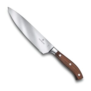 victorinox grand maître chef's - ergonomic knife with innovative straight blade - handle wood - 8"