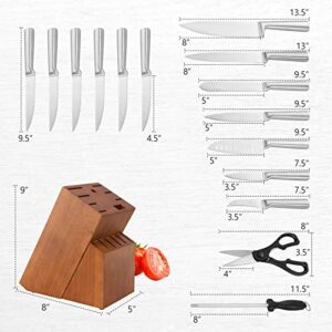 PETSITE Kitchen Knife Set, 16Pcs Stainless Steel Kitchen Knife Block Sets with Sharpener, Boxed, for Home, Restaurant