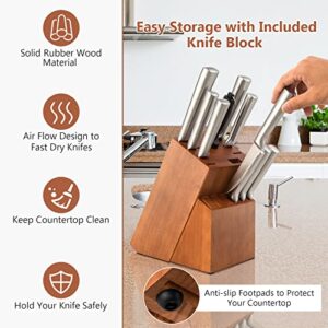 PETSITE Kitchen Knife Set, 16Pcs Stainless Steel Kitchen Knife Block Sets with Sharpener, Boxed, for Home, Restaurant