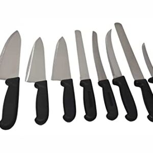 Cozzini Cutlery Imports Knife Sets Choose 5, 10, or 15 Piece Set - Black Handle - Razor Sharp Commercial Kitchen Cutlery - Cook's Knives (10 Piece Set)