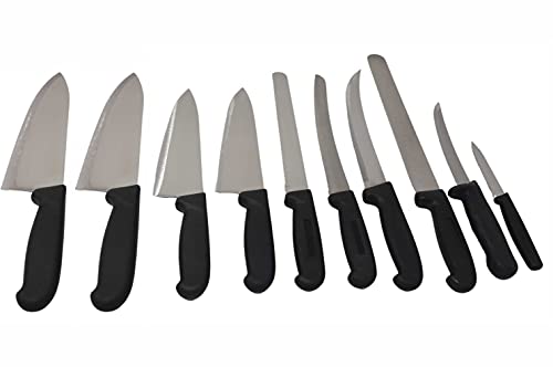 Cozzini Cutlery Imports Knife Sets Choose 5, 10, or 15 Piece Set - Black Handle - Razor Sharp Commercial Kitchen Cutlery - Cook's Knives (10 Piece Set)