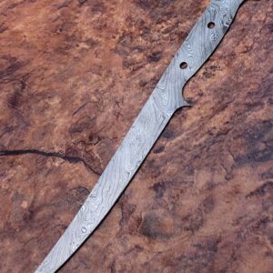 JNR Traders Damascus Steel Fillet Knife Blank Knife Making, 12" Handmade Boning Knife Blank Blade, Diy Professional Kitchen Chef Knife Blade Blank 9003