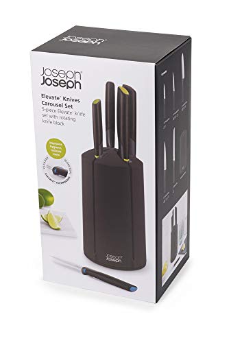 Joseph Joseph 10527 Elevate Knives Carousel Knife Set with Rotating Storage Stand, 6-piece, Black (updated)