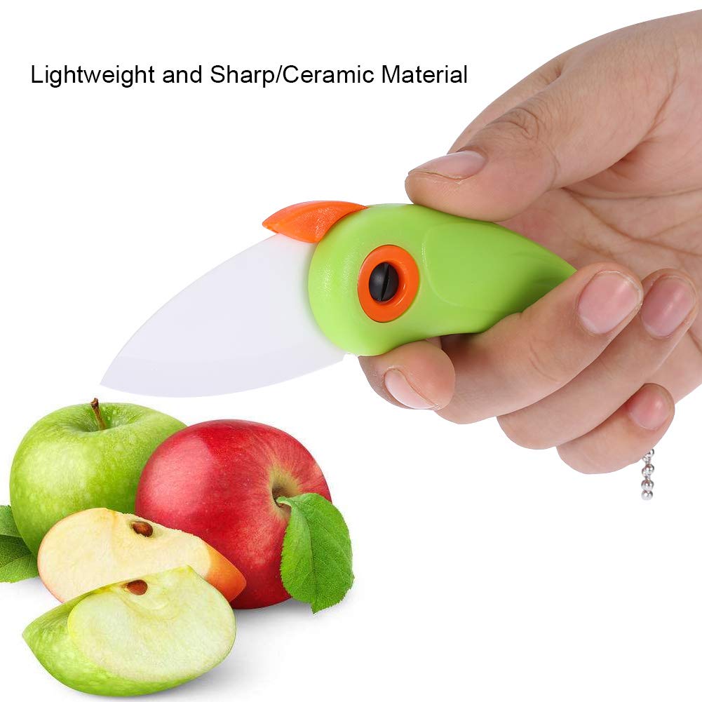 TOPINCN Ceramic Paring Knife Mini Kitchen Fruits Vegetable Ceramic Folding Handle Pocket Knife Camping Knives Cutting Tools 4 Colors (Green)