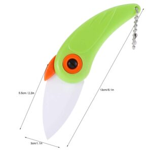 TOPINCN Ceramic Paring Knife Mini Kitchen Fruits Vegetable Ceramic Folding Handle Pocket Knife Camping Knives Cutting Tools 4 Colors (Green)