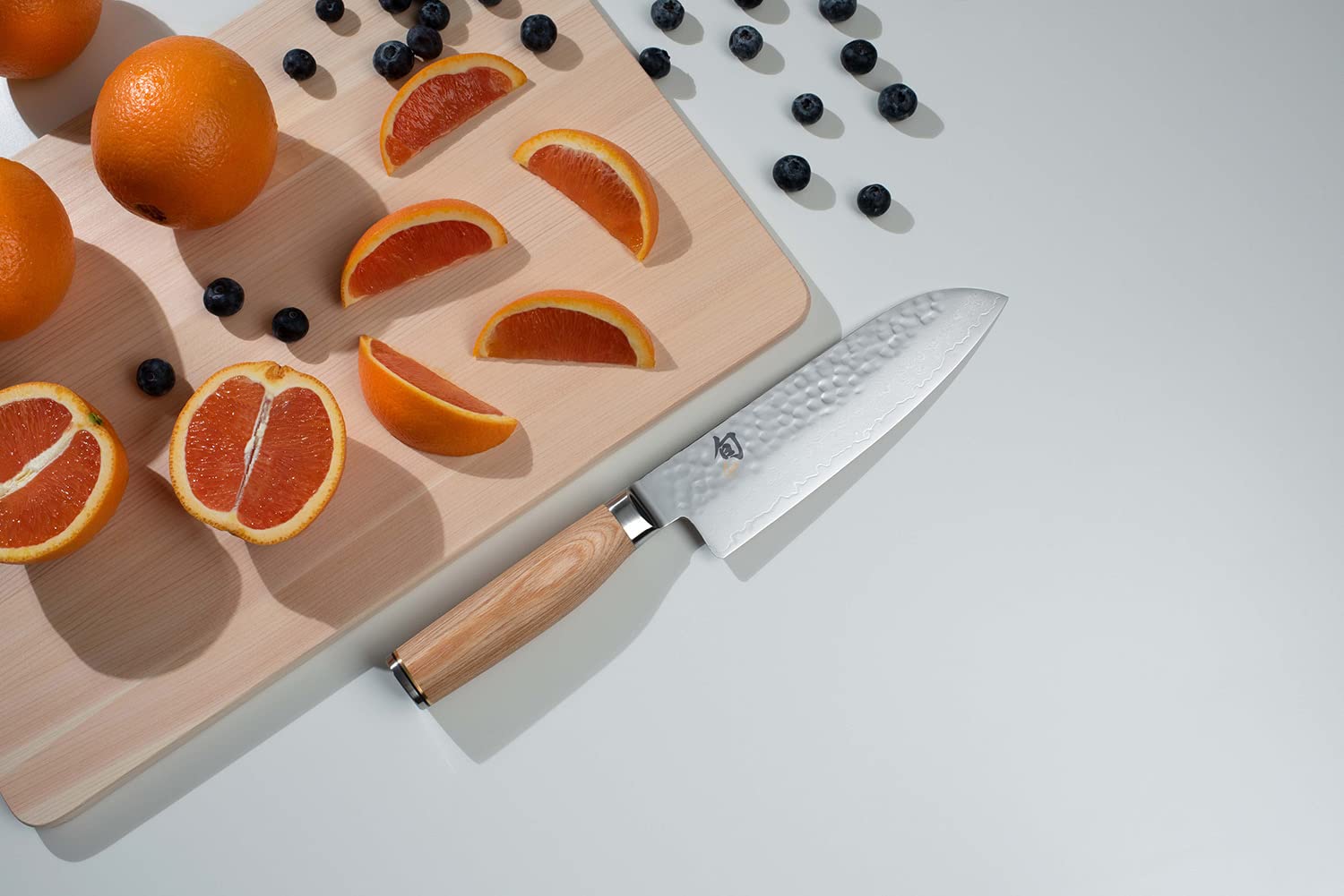 Shun Premier Blonde Santoku Knife, 7 inch VG-MAX Stainless Steel Blade with Tsuchime Finish and Pakkawood Handle, Cutlery Handcrafted in Japan, Silver