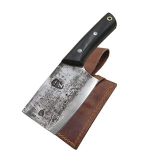 licaidao handmade forging kitchen chef knife meat cleaver butcher knife vegetable cutter with high carbon clad steel mini