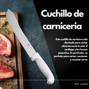 Cuchillos Para Carniceria 10 Pulgadas Mango Blanco De Carnicero Profesional Filetear Carne Butcher Skinning Knives For Meat Choice Butcher's knife Breaking Cutting Herramientas